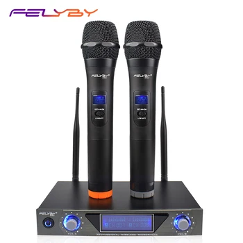 

FELYBY Professional Studio Dual VHF Wireless Condenser Karaoke Microphone for Computer/PC/DVD/TV/Speaker with Transmitter Sets