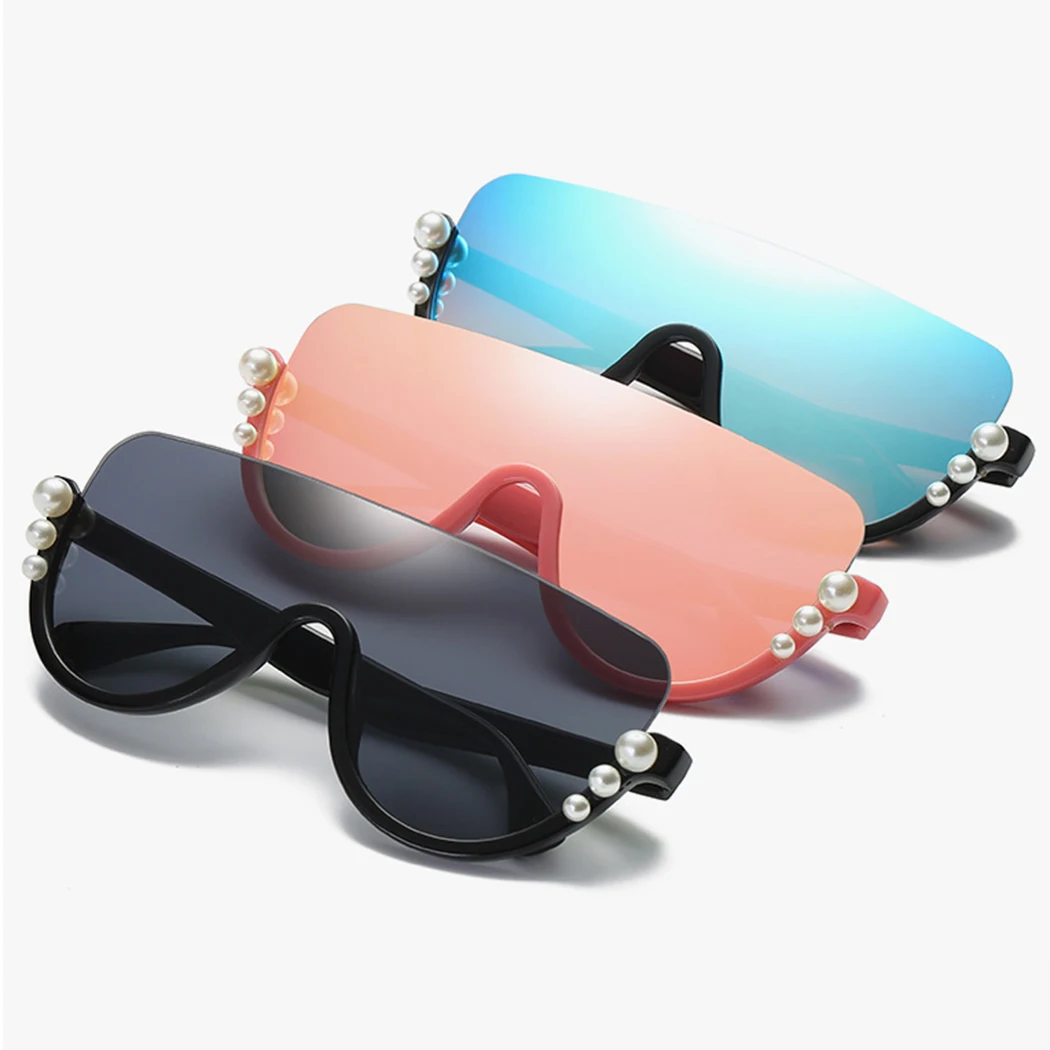 Luxury Brand Design Pearl Diamond Sunglasses Women Rimless Summer Oversized Eyewear Shades 2018