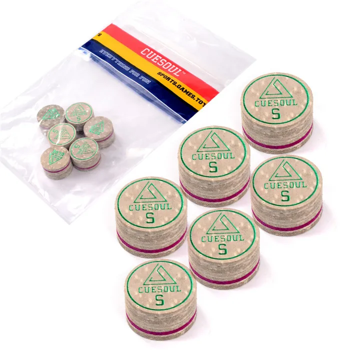 

6pcs/set Cuesoul 14mm Soft Baked Pig Leather Billiard Pool Snooker Cue Tips, High Quality and Free Shipping