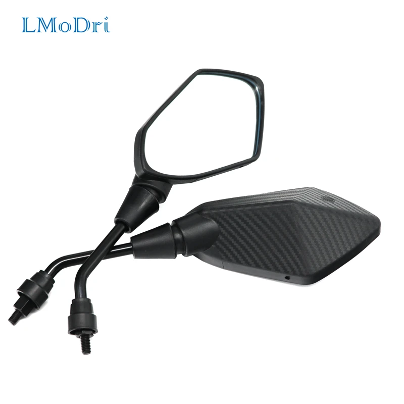 Goede LMoDri 2 stks paar Motorfiets Spiegel Scooter E Bike Achteruitkijkspiegels Electrombile Achterkant Bolle Spiegel 8mm 10mm carbon Fiber