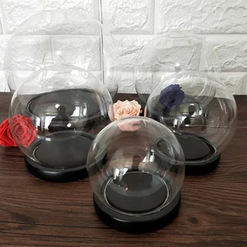 

Diameter=18cm Round Glass Dome Vase Solid Wood Base Home Decoration Creative Glass Dome Friend Gift Wedding Decoration