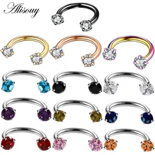Alisouy, 1 шт., 1,2x8 мм, C кольцо для носа, драгоценный камень, циркон, для губ, спираль, пирсинг, для носа, для женщин, пирсинг, серьги, хрящи, пирсинг, ювелирные изделия