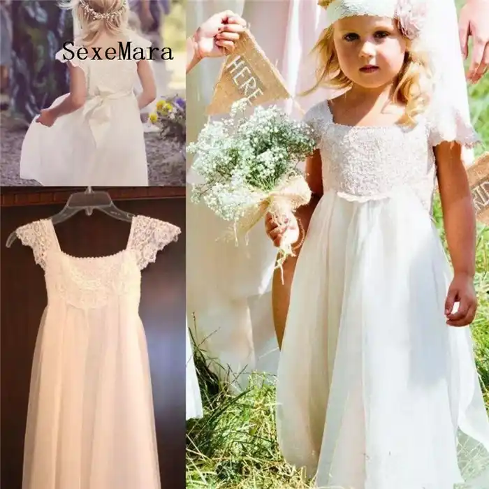 ivory chiffon flower girl dress