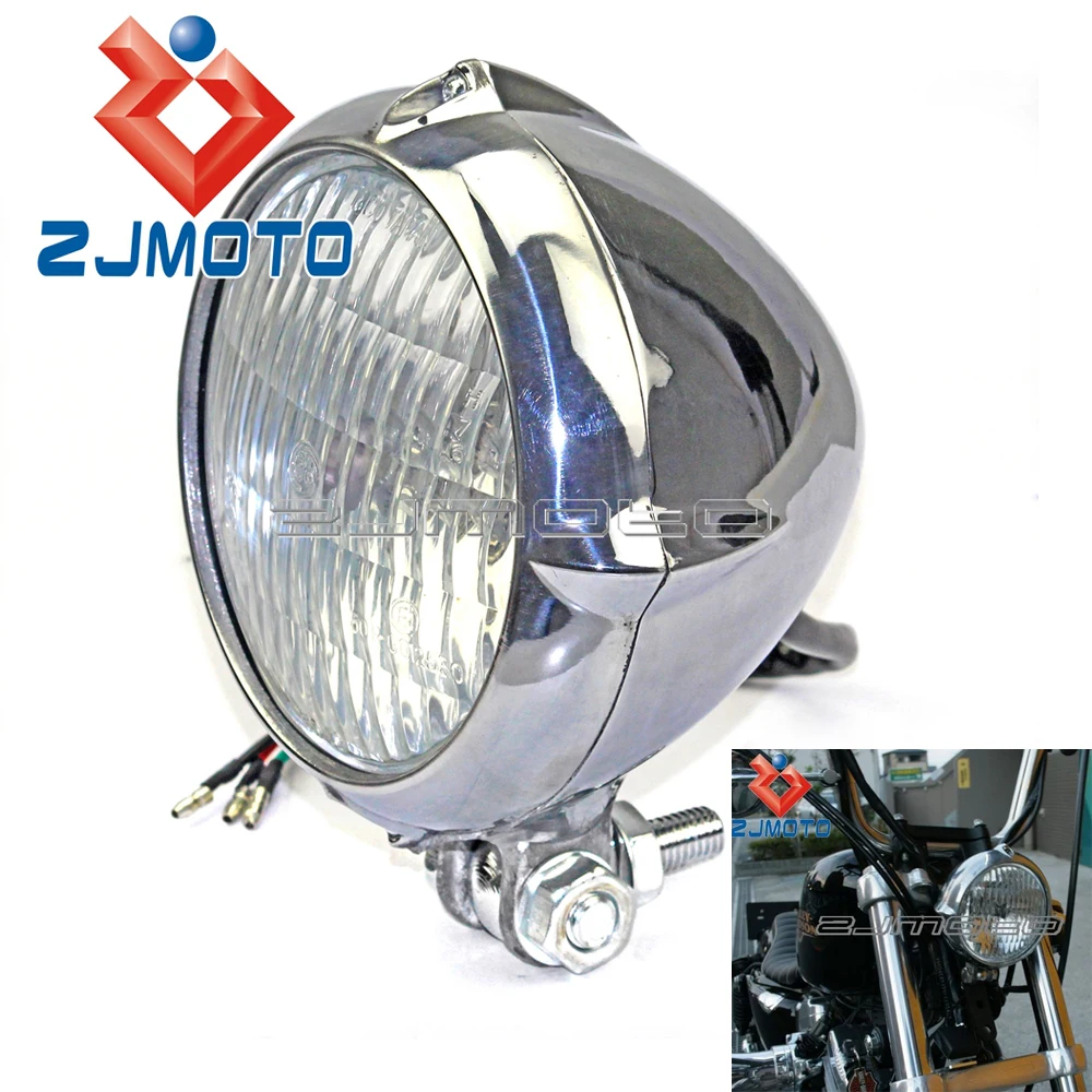 

Motorcycle Aluminum Headlamp Amber Light H4 Headlight For Harley Sportster Honda Yamaha Custom XS650 Cafe Racer Bobber Chopper