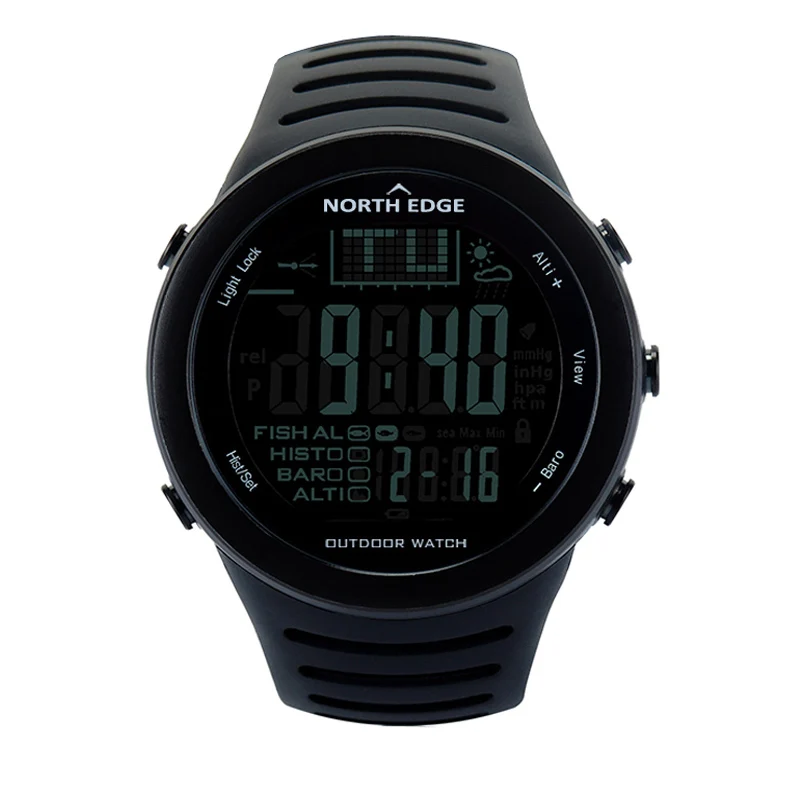 Goede NORTHEDGE Mannen Digitale horloges outdoor horloge klok Vissen weer Hoogtemeter Barometer Thermometer Hoogte Klimmen Wandelen uur