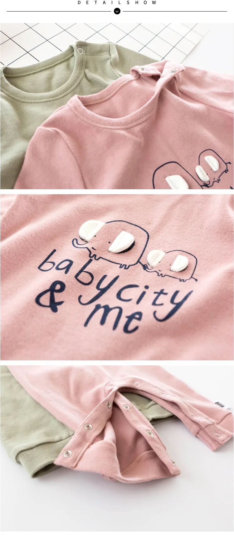 Lemonmiyu/хлопковые пижамы для малышей; детские комбинезоны со слоном; одежда с длинными рукавами для новорожденных; одежда с пуговицами для младенцев; цельнокроеная одежда для сна