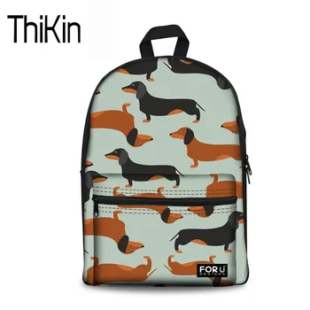 

THIKIN Women Satchel Schoolbag Cute Dachshund Print Canvas School Bag Backpacks For Teenagers Girls Boys Kawaii Bookbag Mochila