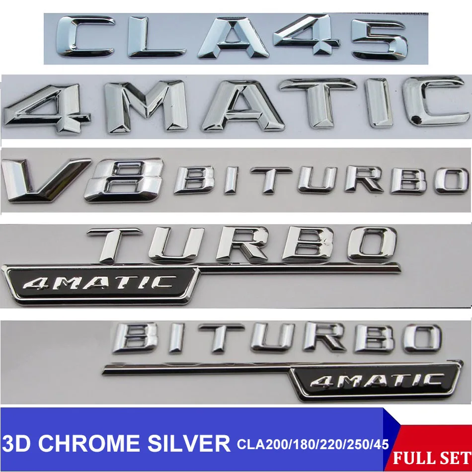 

3D Chrome C117 CLA Car Emblem CLA180 CLA200 CLA220 CLA250 CLA45 Auto Para Emblema Badge Sticker Turbo Logo For Mercedes Benz AMG