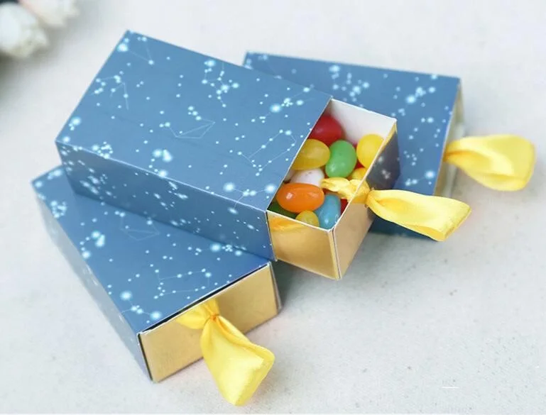 Qi Free Shipping 60pcs/lot Sky Light Blue Sweet Love Paper Candy Box