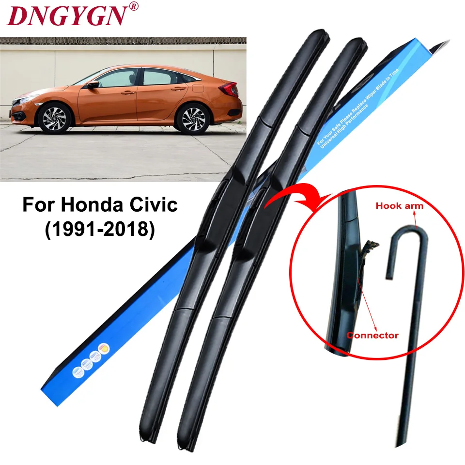 Car Wiper Blades Auto Windshield Wipers for cars Fit Hook Arms For Honda Civic 2006 2011 2018 Honda Civic Hatchback Windshield Wiper Size