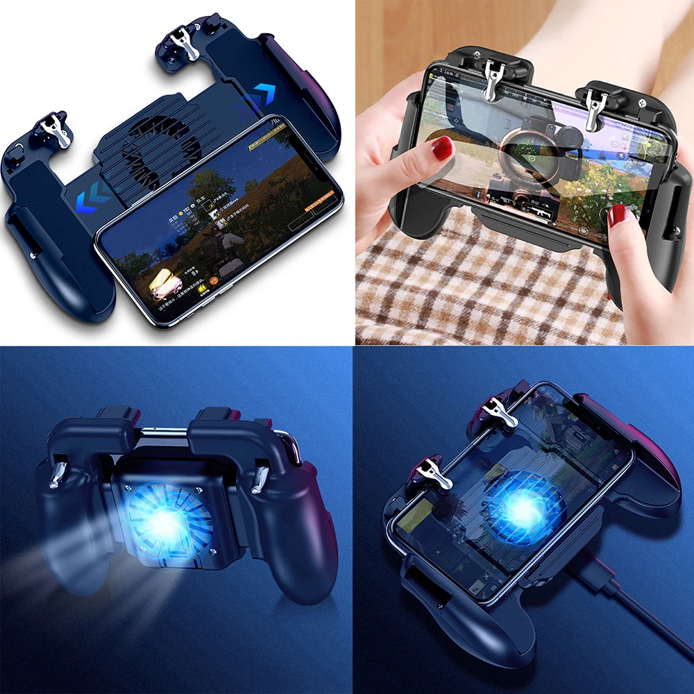  1PC PUBG Gamepad Telescopic Controller Mobile Controller Gamepad Gaming Trigger with Cooling Fan 50
