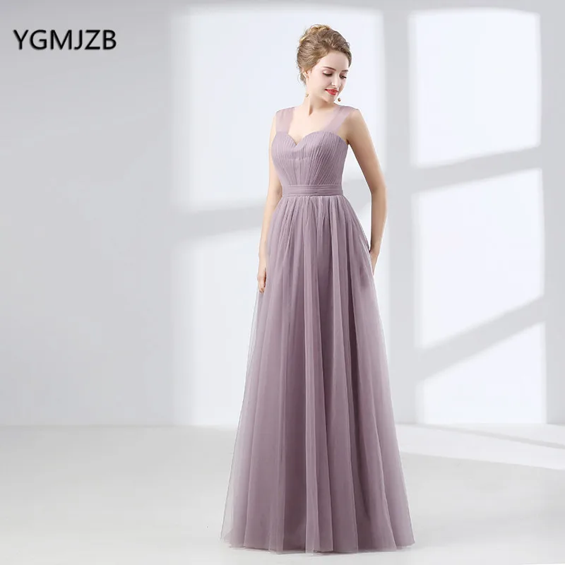 

Cheap Long Bridesmaid Dresses 2017 A Line Tulle Floor Length Women Formal Party Gowns Elegant Wedding Party Dresses