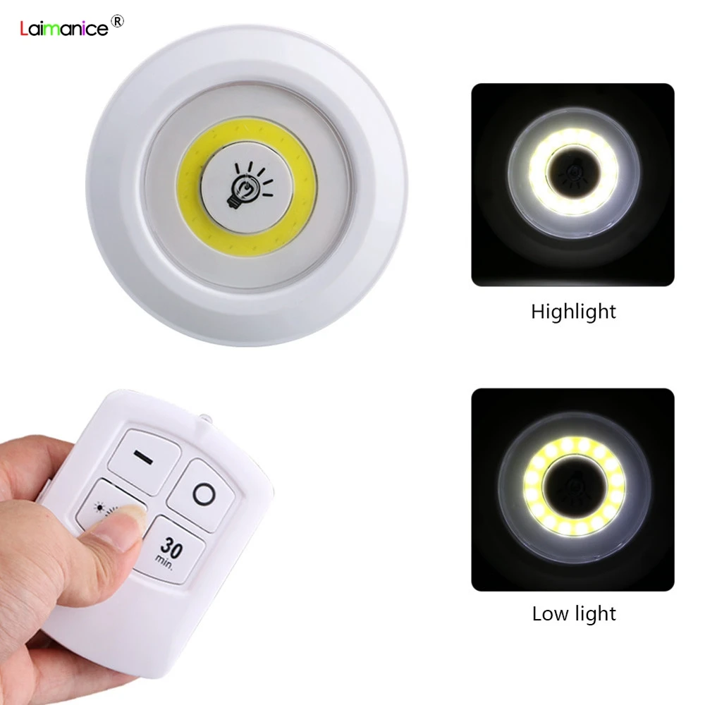 Super Bright COB LED Closets Light Wireless LED Remote Control Battery Under Cabinet Night Light Wall Lamp For Kitchen Bedroom