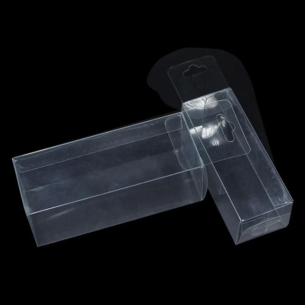 50 шт./лот ПВХ прозрачные пластиковые упаковочные коробки с отверстием для подвешивания маленький подарок для рукоделия Свадебная вечеринка прозрачная посылка коробка
