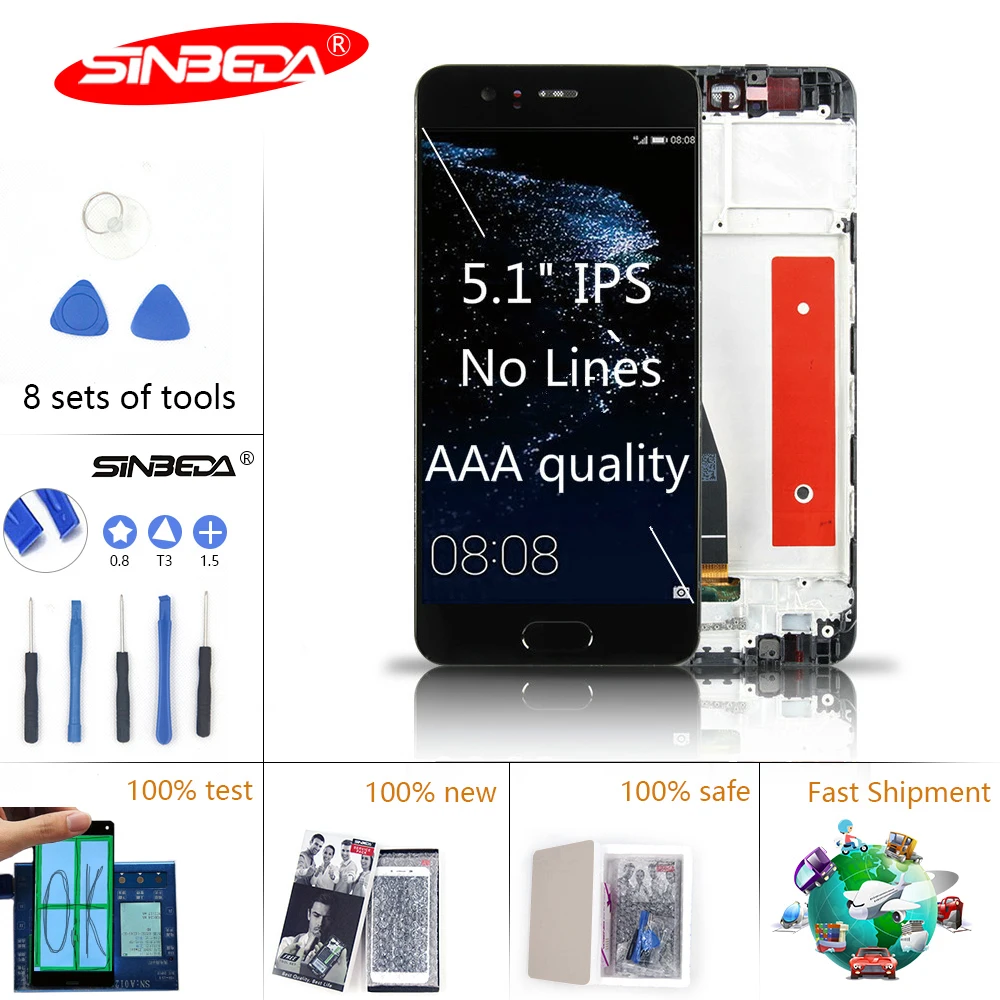 

Fingerprint Sensor 5.1" AAA LCD For HUAWEI P10 LCD Touch Screen with Frame For HUAWEI P10 Display VTR-L09 VTR-L10 VTR-L29
