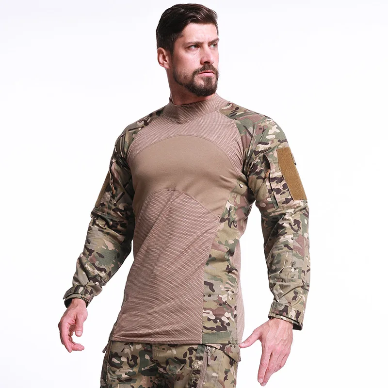 Men's Sport Breathable Quick-dry T-Shirt Army Military Tactical Tops Hiking Camping Spring Tees Camouflage Combat Sport T-Shirt