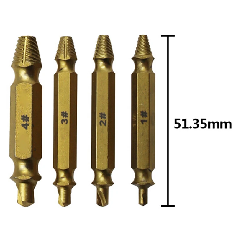 4pcs/Set Golden Damaged Screw Remover Set, R Screw Remover And Extractor Set - Set Of 4 Damaged Screw Remover