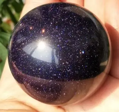 

DYZ 422+++++++Rare Natural Stone Quartz Blue Goldstone Crystal ball 50mm