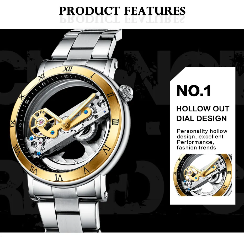 Роскошные Forsining мужские часы двухсторонние прозрачные турбийны механические часы сталь стимпанк креативные Автоматические наручные часы