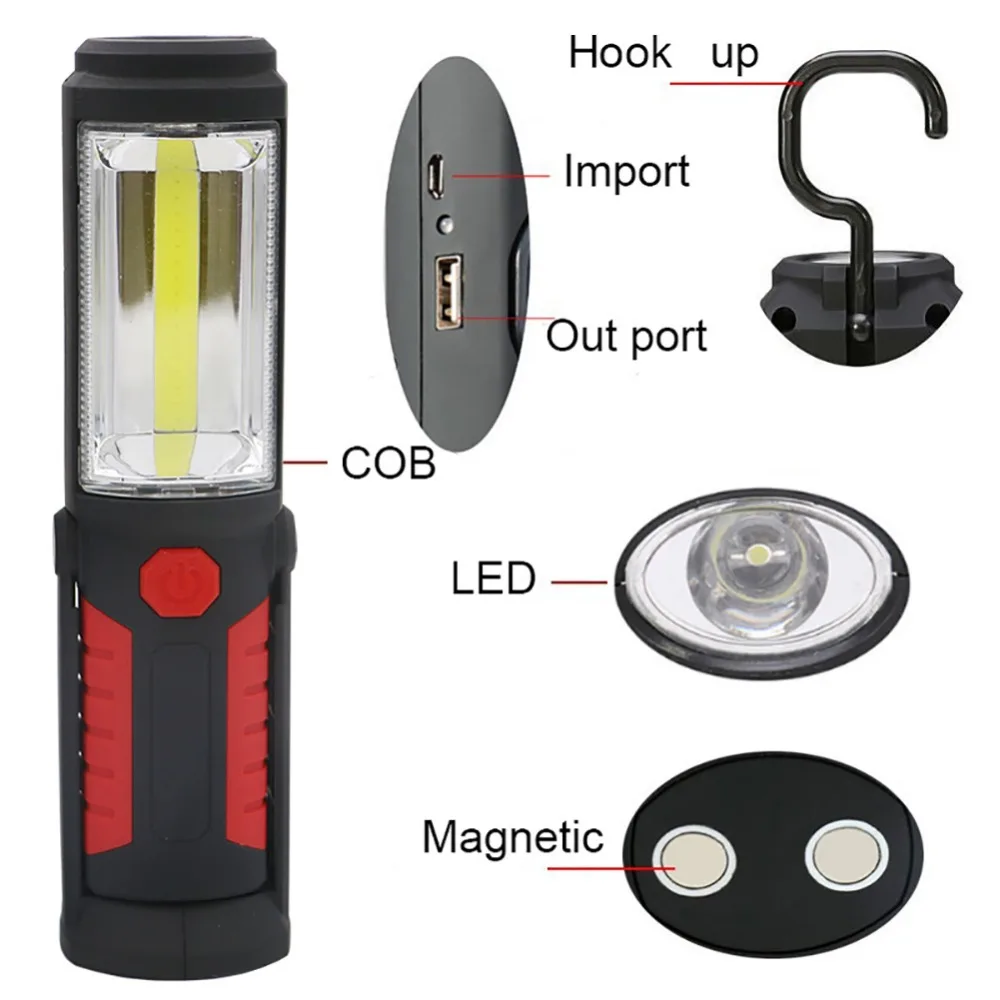 SANYI Многофункциональный COB светодиодный светильник с зарядкой от USB Ручной инструмент Магнитный контрольный рабочий светильник со встроенным аккумулятором