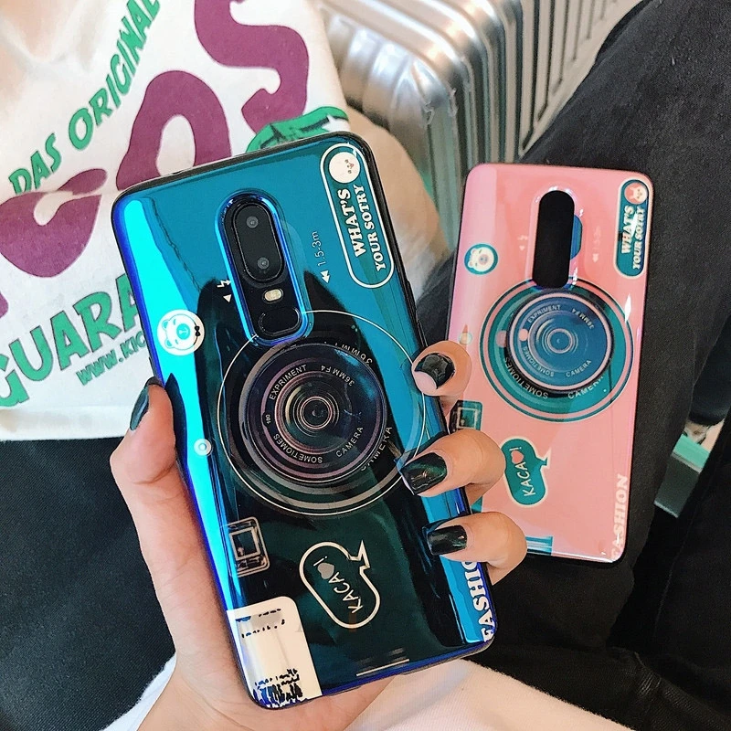 

cute couple camera phone holder case for oneplus 6 5 t 5t one plus stand grip tpu silicone cover cases coque oneplus6 oneplus5