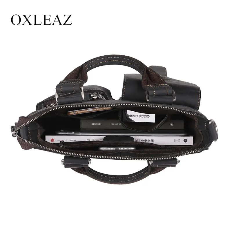 OXLEAZ Топ мужские настоящие Crazy Horse кожаные сумки ретро ручные из воловьей кожи