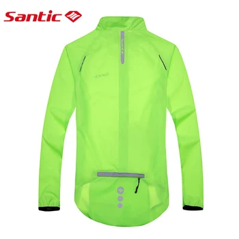 

Santic Men Cycling Skin Coat Windproof Jackets Sun-protective Anti-splashing Water UPF30+ Cycling ClothingsGreen M5C07015V