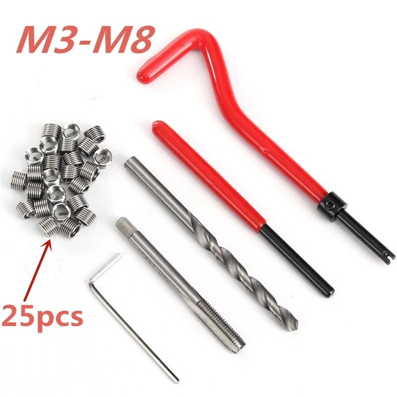 25 Pcs Auto Engine Block Restoring Damaged Thread Repair Tool Kit M3/m4