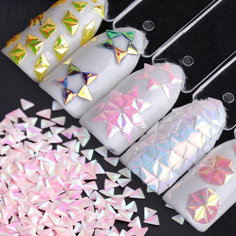 الجمال الكامل 1g هولو 3D سوبر لامعة مثلث شىء صغير براق مسمار الفن زينة AB الحرباء مسمار بريق الترتر CH01-12