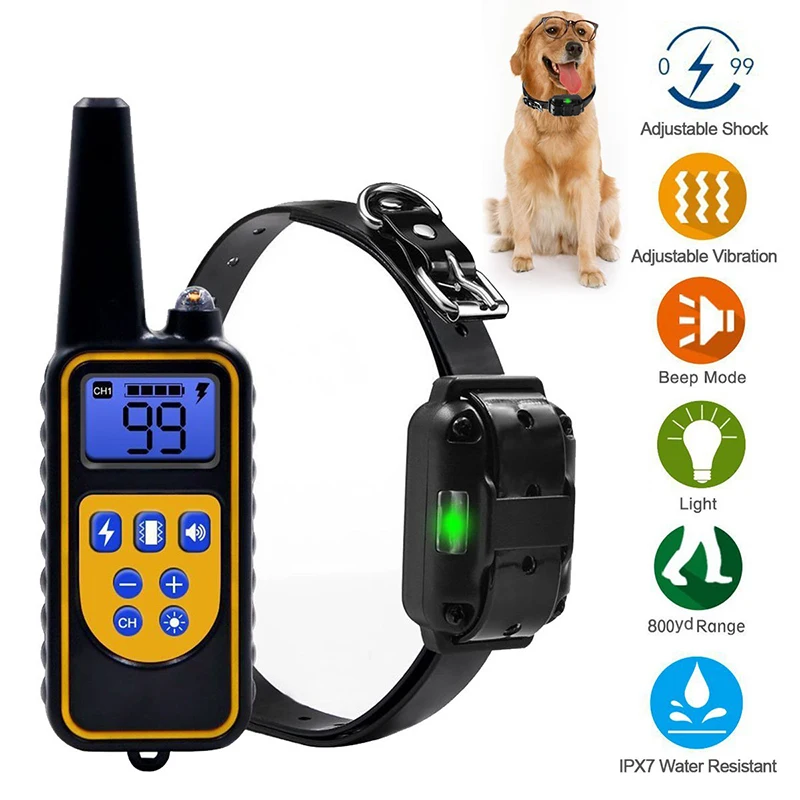 

Rechargeable Dog Training Collar Waterproof Remote Control Anti Barking Single/Dual Electric Shock Bark Deterrents Pet Supplies