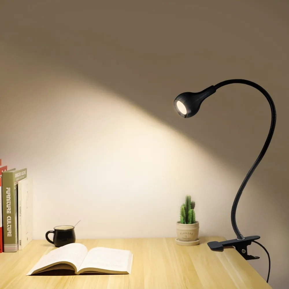 USB держатель с зажимом, светодиодный светильник для книг, настольная лампа, 1 Вт, гибкий светильник для чтения книг, настольная лампа для кабинета, спальни, гостиной