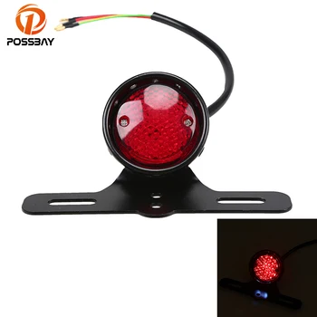 

POSSBAY Universal Motorcycle Racing License Plate Rear Light Metal 12V Taillight For Yamaha BMW Harley Cafe Racer