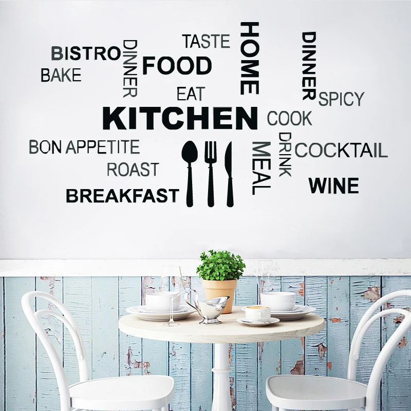 Us 5 27 12 Off G133 Kitchen Letters Words Removable Creative Vinyl Wall Stickers Art Mural Decal Kitchen Slogan Home Decor Wallpaper In Wall