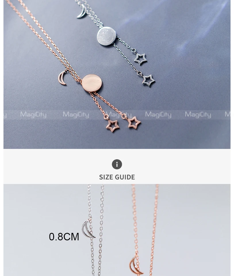 New Exquisite 925 Sterling Silver Moon Stars Necklaces & Pendants For Women Romantic Girls Sex Party Choker Jewelry Accessories (3)