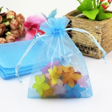 1000 шт/партия светло-голубая Сумка из органзы 7x9 см маленький свадебный подарок сумка мешок со шнурком милые очаровательные ювелирные упаковочные сумки