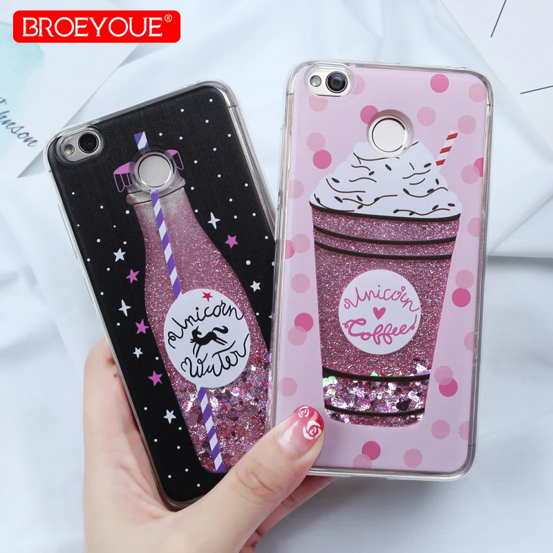 

BROEYOUE Quicksand Case For Redmi Note 5 Pro 4X 4A Note 4 4X Dynamic Liquid Glitter Bling Cover For Redmi 5A S2 Note 4X 5 Plus