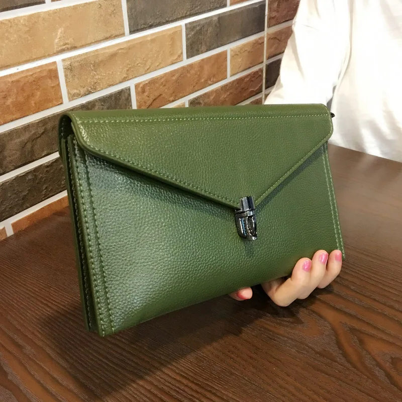 

Women genuine leather simple small shoulder bag ladies day clutches envelope fold over evening bags bolsa feminina