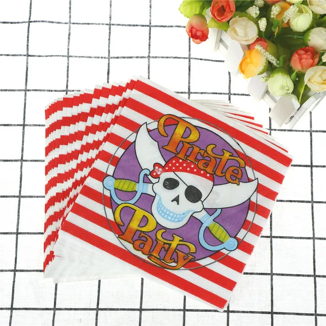 Disposable Waterproof Pirate Striped Plastic Tablecloth Table Cover Disposable Waterproof Pirate Striped Plastic Tablecloth Table Cover Paper Napkin For Festival Party Decoration