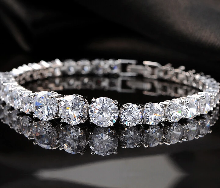 

Clear white Luxurious AAA Zircon Elements Austrian Crystal Bracelet white gold-color Fashion Jewelry Made with Wholesale