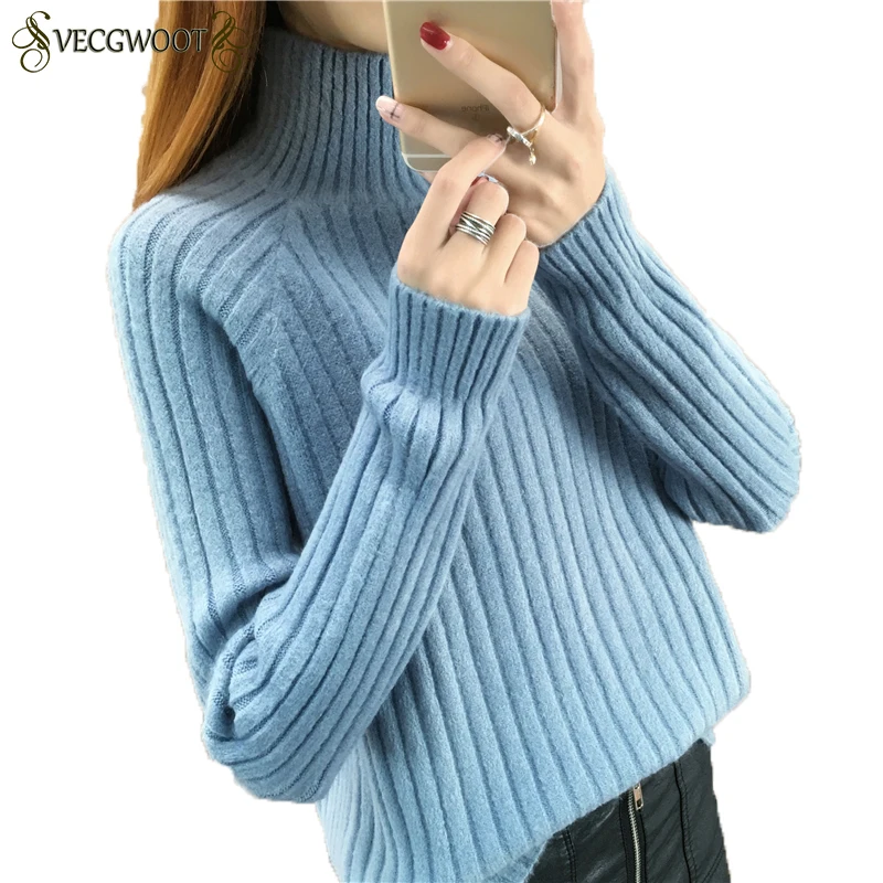 

Turtleneck Sweater Women 2019 New Solid color Slim Sweater Women Warm Knit Pullover Sweater Female Autumn Winter Camisola HP411
