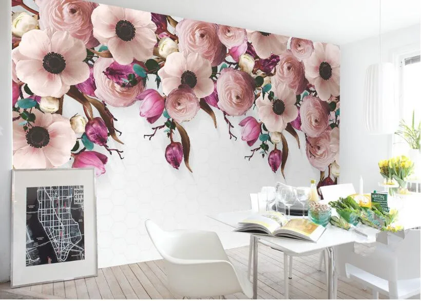 Beibehang пользовательские шелковой ткани обои американский ручной росписью розы ротанга современный фон papel де parede 3d обои