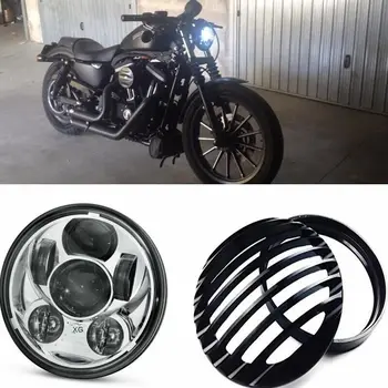 

5-3/4 Inch 45W motor Projector LED Headlight + Black Aluminum Headlight Grill Cover For Harley Sportster XL 883 1200