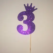 Фиолетовый на заказ номер блеск кекс Toppers Для девичника День рождения Свадебные украшения для торта для вечеринки выбор еды