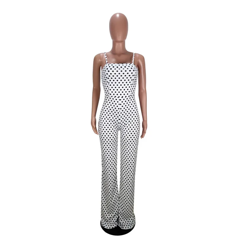 2019 Summer womens Sexy Off Shoulder Jumpsuit Casual Sleeveless Fashion rompers Ladies Dot Bodysuit Wide Leg Pants Long Trousers 2019 Summer womens Sexy Off Shoulder Jumpsuit Casual Sleeveless Fashion rompers Ladies Dot Bodysuit Wide Leg Pants Long Trousers