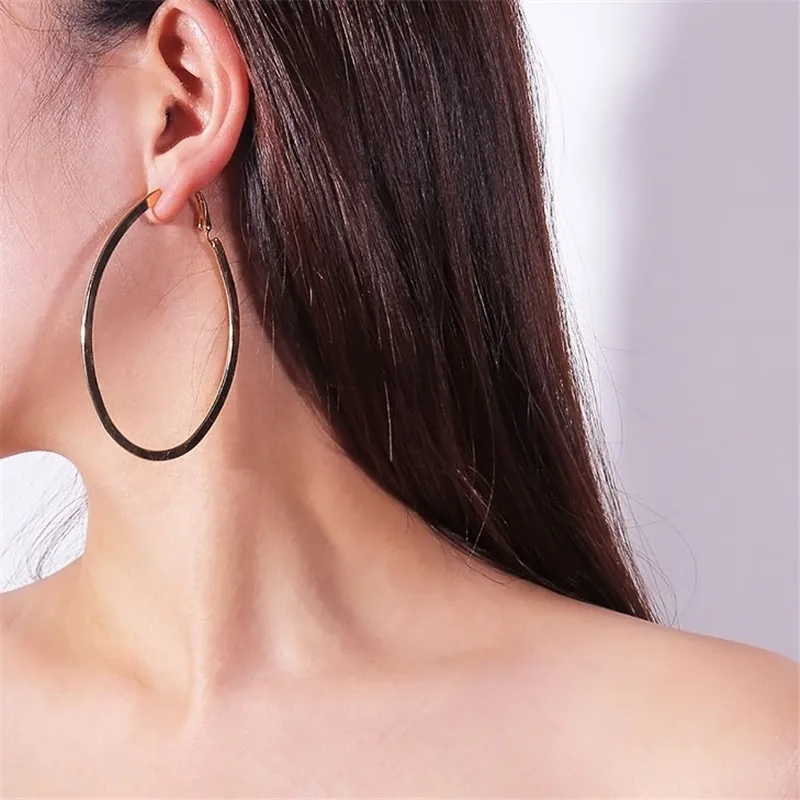 

2018 Promotion Limited Trendy Earrings Hoop Earrings Round Big Simple Style Ears Circle Charm Fashion Jewelry For Women Knahp08
