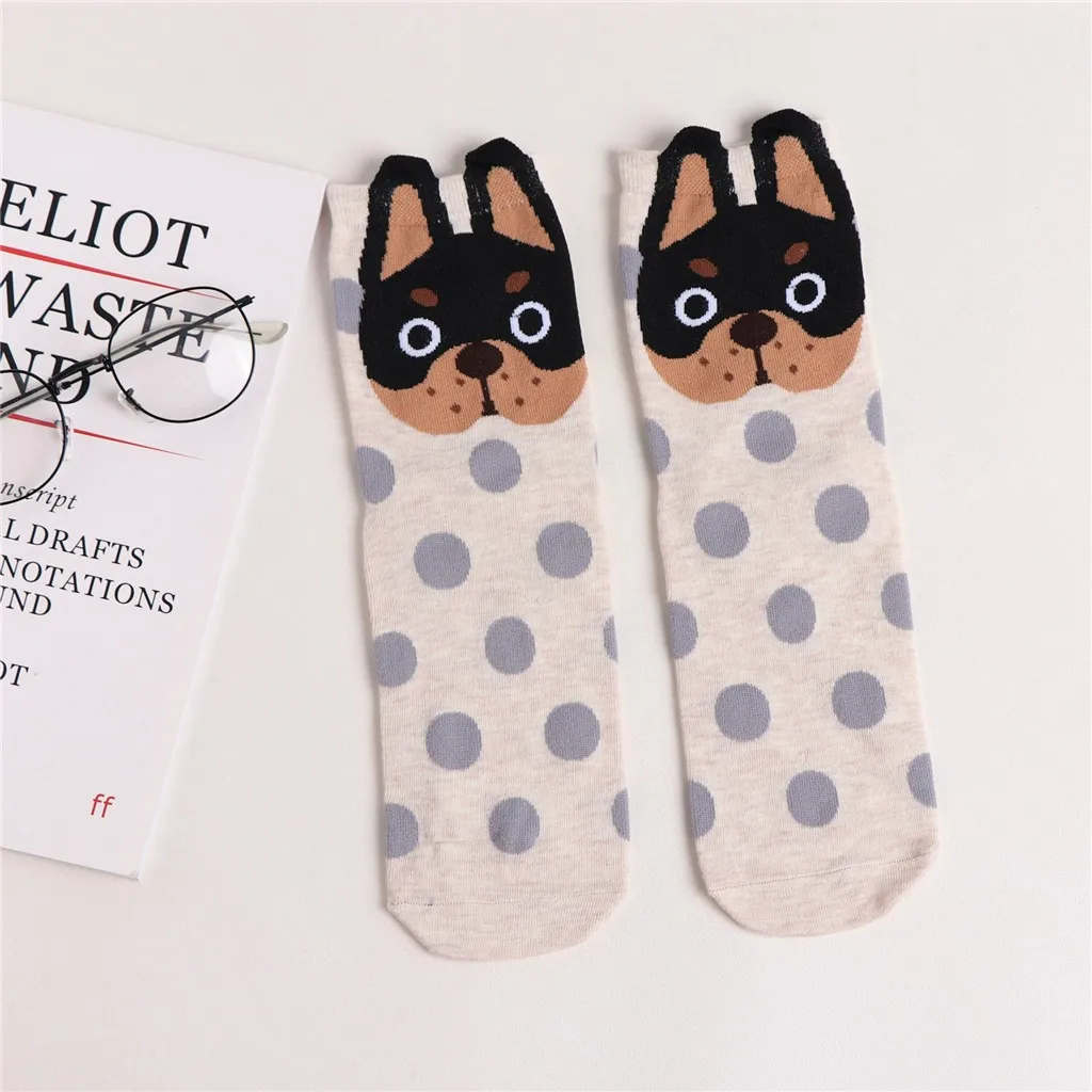 Милые подарочные носки для платья женские мужские хлопковые носки анимационный персонаж с животным котом милые подарочные носки - Цвет: Beige