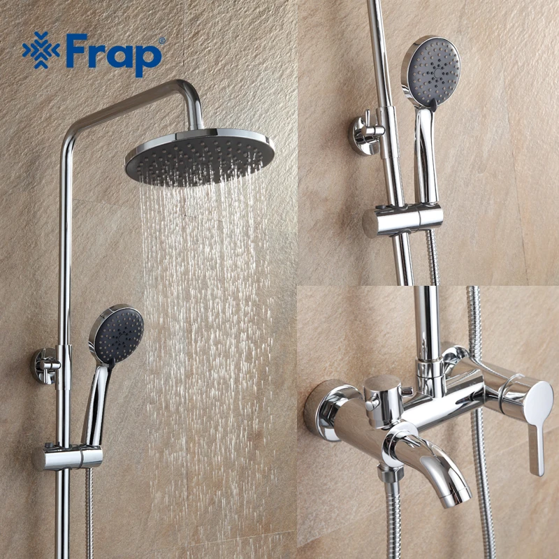 FRAP Sanitary Ware Suite bathroom shower faucet bath shower mixer taps rainfall shower head set waterfall faucet griferia