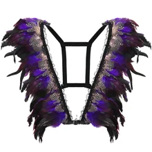 Фиолетовый перо Крылья эполеты для женщин бюстгальтер накидка на плечи сжигающий Человек фестиваль танец женское бельё в стиле "рейв" Готический корпус