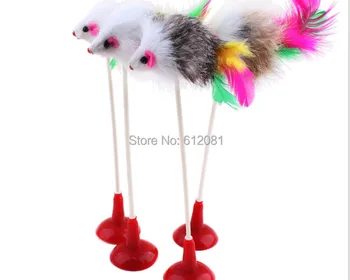 

Free shipping new style pet cat toy mouse adsorb on the board glasses feather tail 10pcs/lot