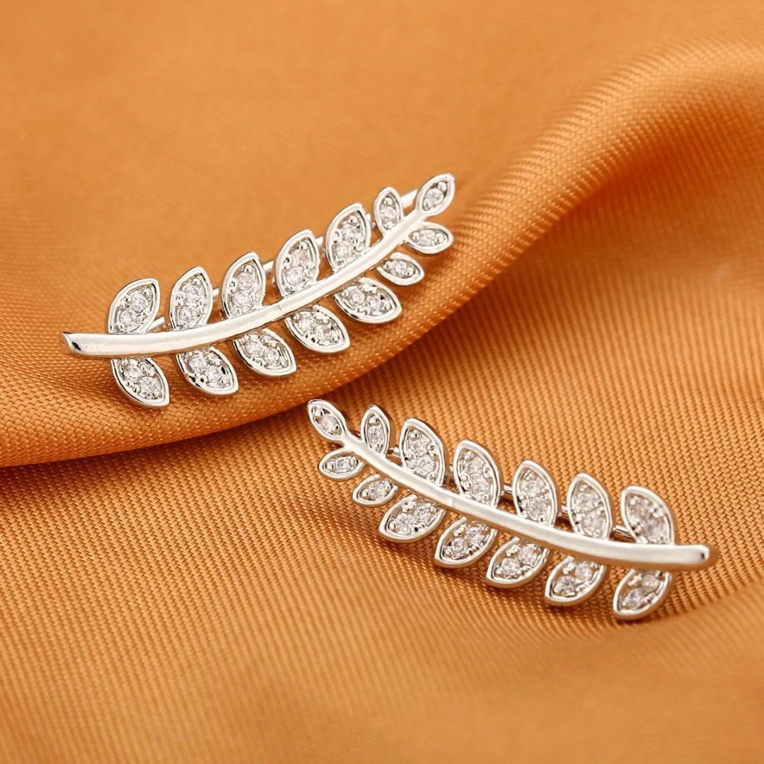 1Pair Leaf Clip Cuffs Earring Brincos Female Charming Silver Wrap Ear Sweep Climber Earrings Punk Women Jewelry Gift